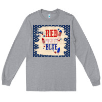 Heather Grey red white blue Long Sleeve Tee - TumblerDesignByShophia