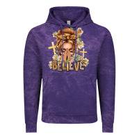 Cloud Purple Blonde Hair Believe Praying Caucasian Messy Bun Vintage Hoodie - texasbilliewilder