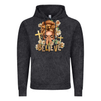 Vintage Black Blonde Hair Believe Praying Caucasian Messy Bun Vintage Hoodie - texasbilliewilder