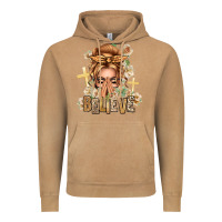 Vintage Camel Blonde Hair Believe Praying Caucasian Messy Bun Vintage Hoodie - texasbilliewilder