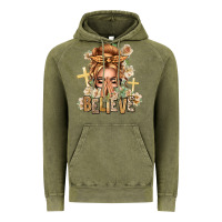 Vintage Olive Blonde Hair Believe Praying Caucasian Messy Bun Vintage Hoodie - texasbilliewilder