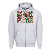 Heather Grey Santa's Favorite Football Player For Christmas Zipper Hoodie - FaDigitalArtStudio