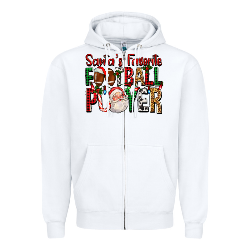 Santa's Favorite Football Player For Christmas Zipper Hoodie by FaDigitalArtStudio | Teevron