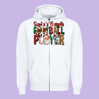 Santa's Favorite Football Player For Christmas Zipper Hoodie Designed By Fadigitalartstudio