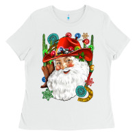White Cowboy Santa Ladies Tee - NancyCooperArtShop