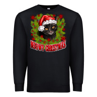 Black meowy christmas Premium Sweatshirt - CowhideDigitalArt