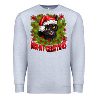 Heather Grey meowy christmas Premium Sweatshirt - CowhideDigitalArt
