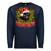 Navy meowy christmas Premium Sweatshirt - CowhideDigitalArt