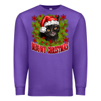 Purple meowy christmas Premium Sweatshirt - CowhideDigitalArt