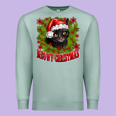 Meowy Christmas Premium Sweatshirt Designed By Cowhidedigitalart