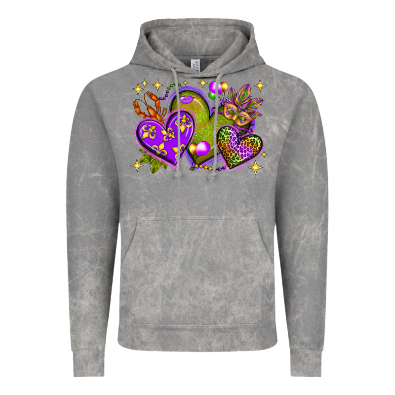 Mardi Gras Hearts Vintage Hoodie by NancyCooperArtShop | Teevron