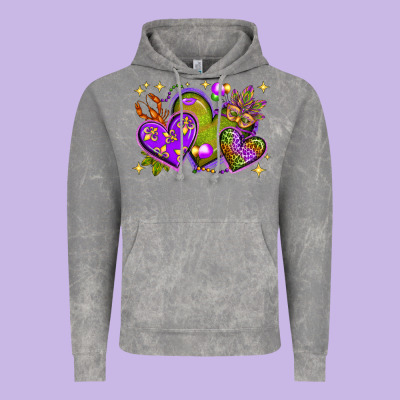 Mardi Gras Hearts Vintage Hoodie Designed By Nancycooperartshop