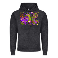 Vintage Black Mardi Gras hearts Vintage Hoodie - NancyCooperArtShop