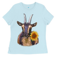 Baby Blue dark goat Ladies Tee - RanaPortraitStore
