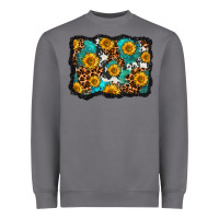 Storm cowhide leopard turquoise sunflowers pattern olivia Heavyweight Sweatshirt - OliviaCreatesArt