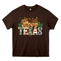 Chocolate Brown love texas Heavy Core Tee - NancyCooperArtShop