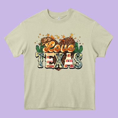 Love Texas Heavy Core Tee Designed By Nancycooperartshop