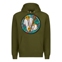 Army Green baseball with sunflower round earrings Premium Hoodie - BundleAndBundleShop