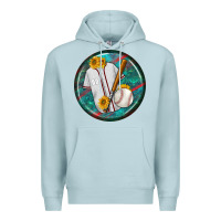 Blue Mist baseball with sunflower round earrings Premium Hoodie - BundleAndBundleShop