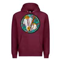 Burgundy baseball with sunflower round earrings Premium Hoodie - BundleAndBundleShop