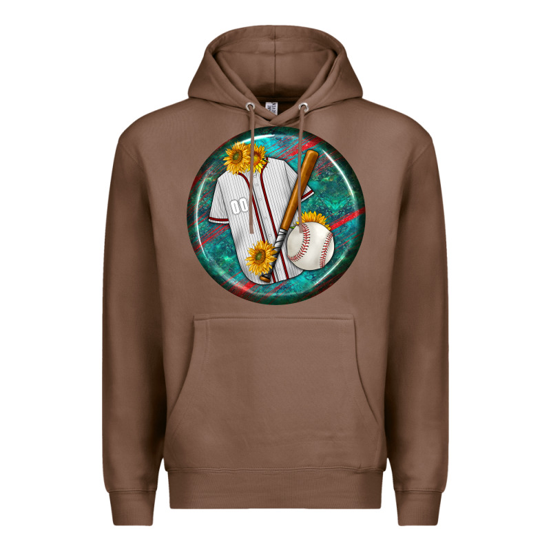 Baseball With Sunflower Round Earrings Premium Hoodie by BundleAndBundleShop | Teevron