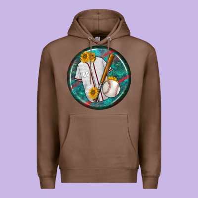 Baseball With Sunflower Round Earrings Premium Hoodie Designed By Bundleandbundleshop