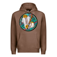 Chestnut baseball with sunflower round earrings Premium Hoodie - BundleAndBundleShop