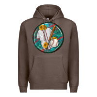 Coffee baseball with sunflower round earrings Premium Hoodie - BundleAndBundleShop
