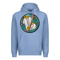 Colony Blue baseball with sunflower round earrings Premium Hoodie - BundleAndBundleShop