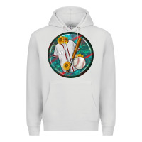 Dove Grey baseball with sunflower round earrings Premium Hoodie - BundleAndBundleShop