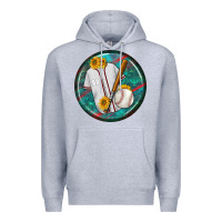 Heather Grey baseball with sunflower round earrings Premium Hoodie - BundleAndBundleShop