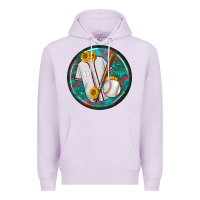 Lilac baseball with sunflower round earrings Premium Hoodie - BundleAndBundleShop