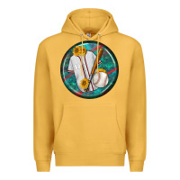 Mustard baseball with sunflower round earrings Premium Hoodie - BundleAndBundleShop