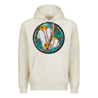 Oatmeal Heather baseball with sunflower round earrings Premium Hoodie - BundleAndBundleShop