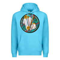 Ocean Blue baseball with sunflower round earrings Premium Hoodie - BundleAndBundleShop