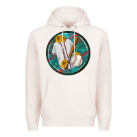 Pale Pink baseball with sunflower round earrings Premium Hoodie - BundleAndBundleShop