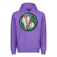 Purple baseball with sunflower round earrings Premium Hoodie - BundleAndBundleShop