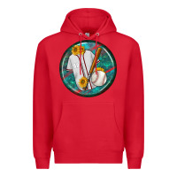 Red baseball with sunflower round earrings Premium Hoodie - BundleAndBundleShop