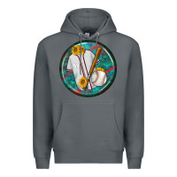 Rock baseball with sunflower round earrings Premium Hoodie - BundleAndBundleShop