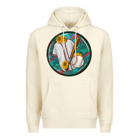 Sandshell baseball with sunflower round earrings Premium Hoodie - BundleAndBundleShop