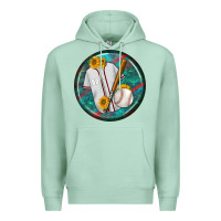 Seafoam baseball with sunflower round earrings Premium Hoodie - BundleAndBundleShop