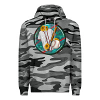 Slate Camo baseball with sunflower round earrings Premium Hoodie - BundleAndBundleShop