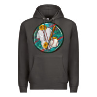 Smoke baseball with sunflower round earrings Premium Hoodie - BundleAndBundleShop