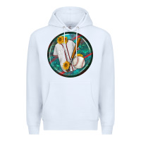 White baseball with sunflower round earrings Premium Hoodie - BundleAndBundleShop