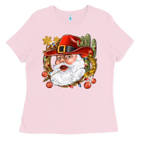 Bubblegum Pink Cowboy Santa Ladies Tee - NancyCooperArtShop
