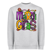 Heather Grey mardi gras Heavyweight Sweatshirt - OliviaCreatesArt