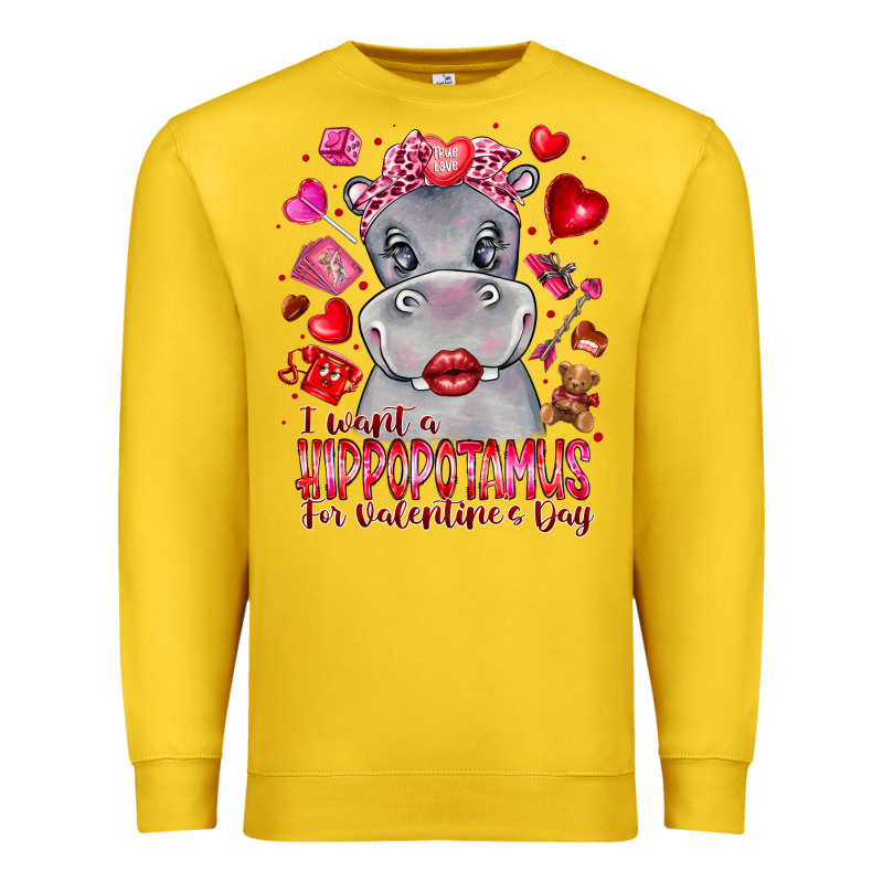 I Want Hippopotamus For Valentines Day Premium Sweatshirt by CowhideDigitalArt | Teevron