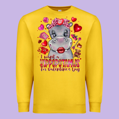 I Want Hippopotamus For Valentines Day Premium Sweatshirt Designed By Cowhidedigitalart
