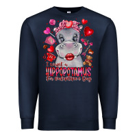 Navy i want hippopotamus for valentines day Premium Sweatshirt - CowhideDigitalArt