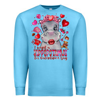 Ocean Blue i want hippopotamus for valentines day Premium Sweatshirt - CowhideDigitalArt